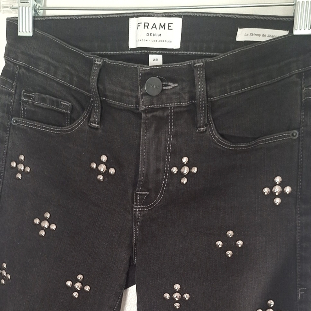 Frame Le Skinny de Jeanne Gray Denim Women's Size 25 - Picture 7 of 13